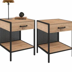 Tables de chevet acier perforé avec 1 tiroir design industriel*IDMarket Best