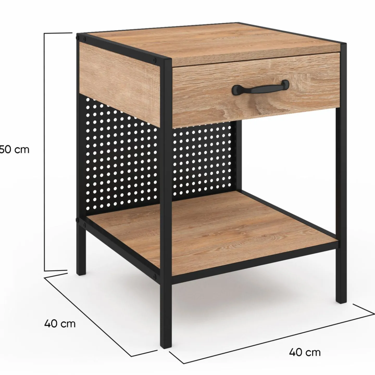 Tables de chevet acier perforé avec 1 tiroir design industriel*IDMarket Best