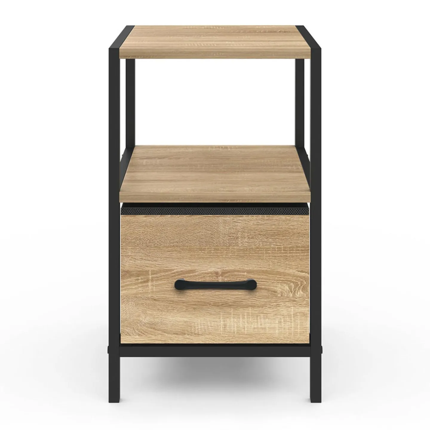 Tables de chevet avec 1 tiroir en tissu et 1 niche : lot de 2*IDMarket Discount