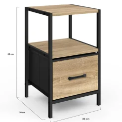 Tables de chevet avec 1 tiroir en tissu et 1 niche : lot de 2*IDMarket Discount