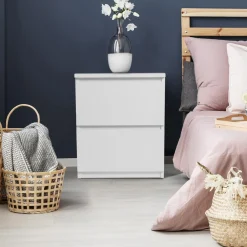 Tables de chevet bois blanc avec tiroirs*IDMarket