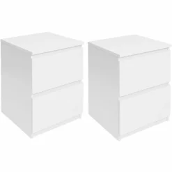 Tables de chevet bois blanc avec tiroirs*IDMarket