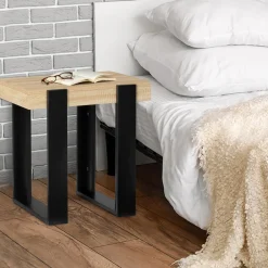 Tables de chevet bois et métal noir style loft industriel*IDMarket