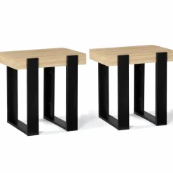 Tables de chevet bois et métal noir style loft industriel*IDMarket