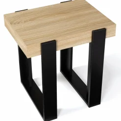 Tables de chevet bois et métal noir style loft industriel*IDMarket