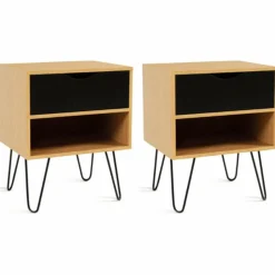 Tables de chevet bois et métal pieds épingle*IDMarket Sale