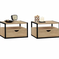 Tables de chevet murales bois et métal style industriel*IDMarket