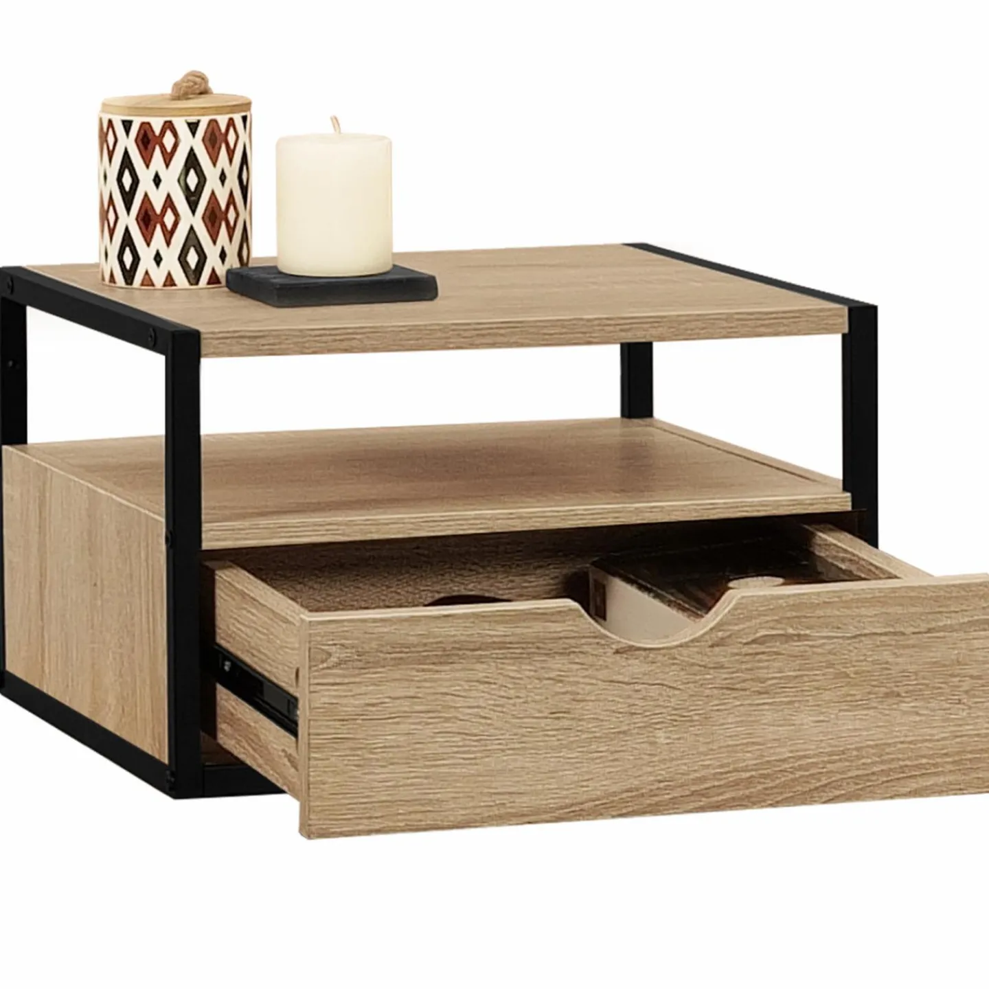 Tables de chevet murales bois et métal style industriel*IDMarket