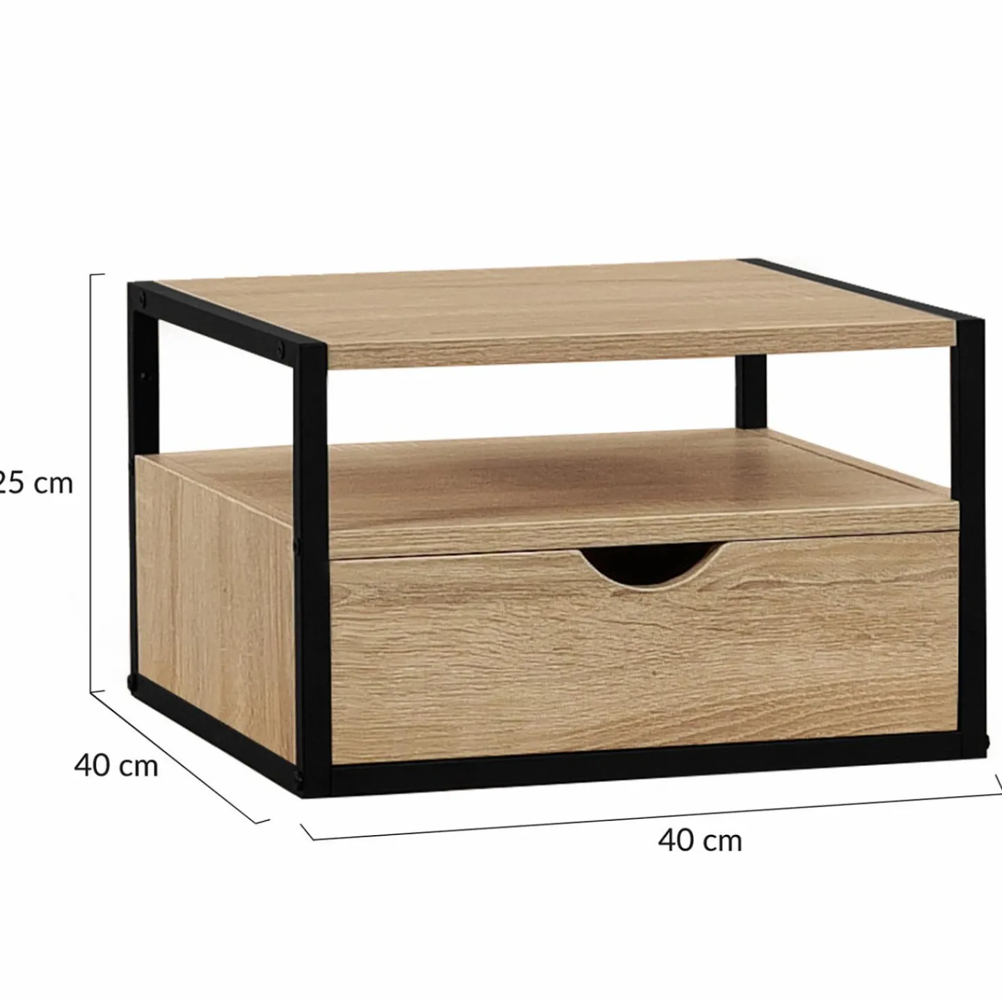 Tables de chevet murales bois et métal style industriel*IDMarket