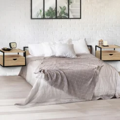 Tables de chevet murales bois et métal style industriel*IDMarket