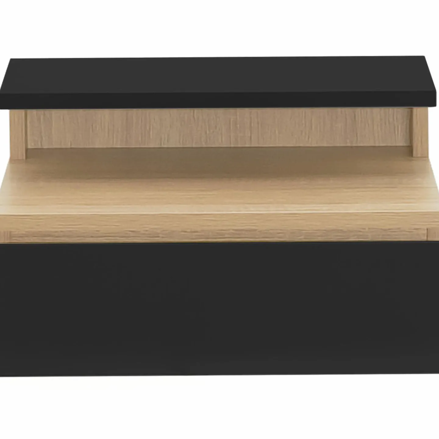 Tables de chevet murales bois façon hêtre et noires avec tiroir et tablette*IDMarket Discount