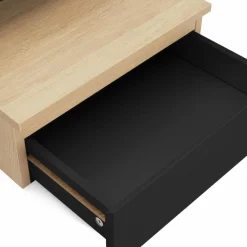 Tables de chevet murales bois façon hêtre et noires avec tiroir et tablette*IDMarket Discount