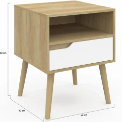 Tables de chevet scandinaves bois blanc et effet hêtre*IDMarket Sale