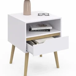 Tables de chevet scandinaves avec 1 tiroir blanches et bois*IDMarket Outlet