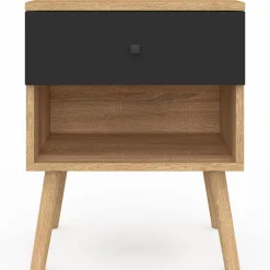 Tables de chevet scandinaves hêtre et noir : lot de 2*IDMarket Online