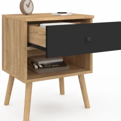 Tables de chevet scandinaves hêtre et noir : lot de 2*IDMarket Online