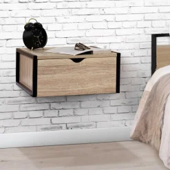 Tables de chevet suspendues bois et métal style industriel*IDMarket New