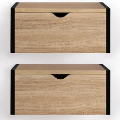 Tables de chevet suspendues bois et métal style industriel*IDMarket New