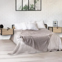 Tables de chevet suspendues bois et métal style industriel*IDMarket New