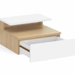 Tables de chevet suspendues bois façon hêtre et blanches*IDMarket Discount