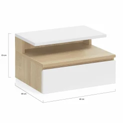 Tables de chevet suspendues bois façon hêtre et blanches*IDMarket Discount