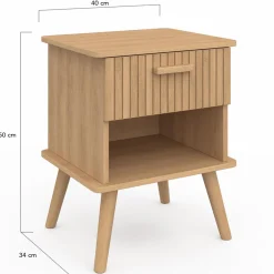 Tables de chevet tasseau bois coloris chêne avec niche + 1 tiroir*IDMarket Hot