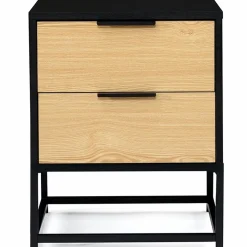 Tables de chevets noir et bois industrielles*IDMarket Discount