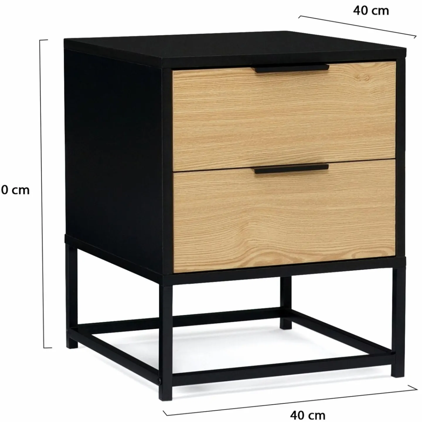Tables de chevets noir et bois industrielles*IDMarket Discount