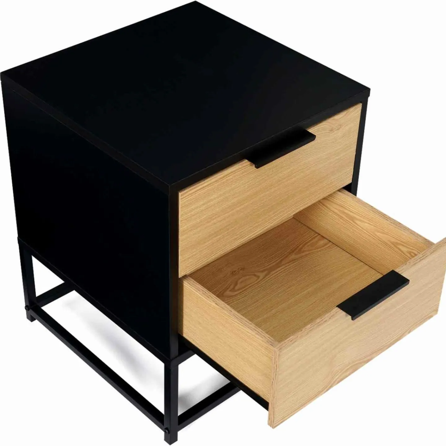 Tables de chevets noir et bois industrielles*IDMarket Discount