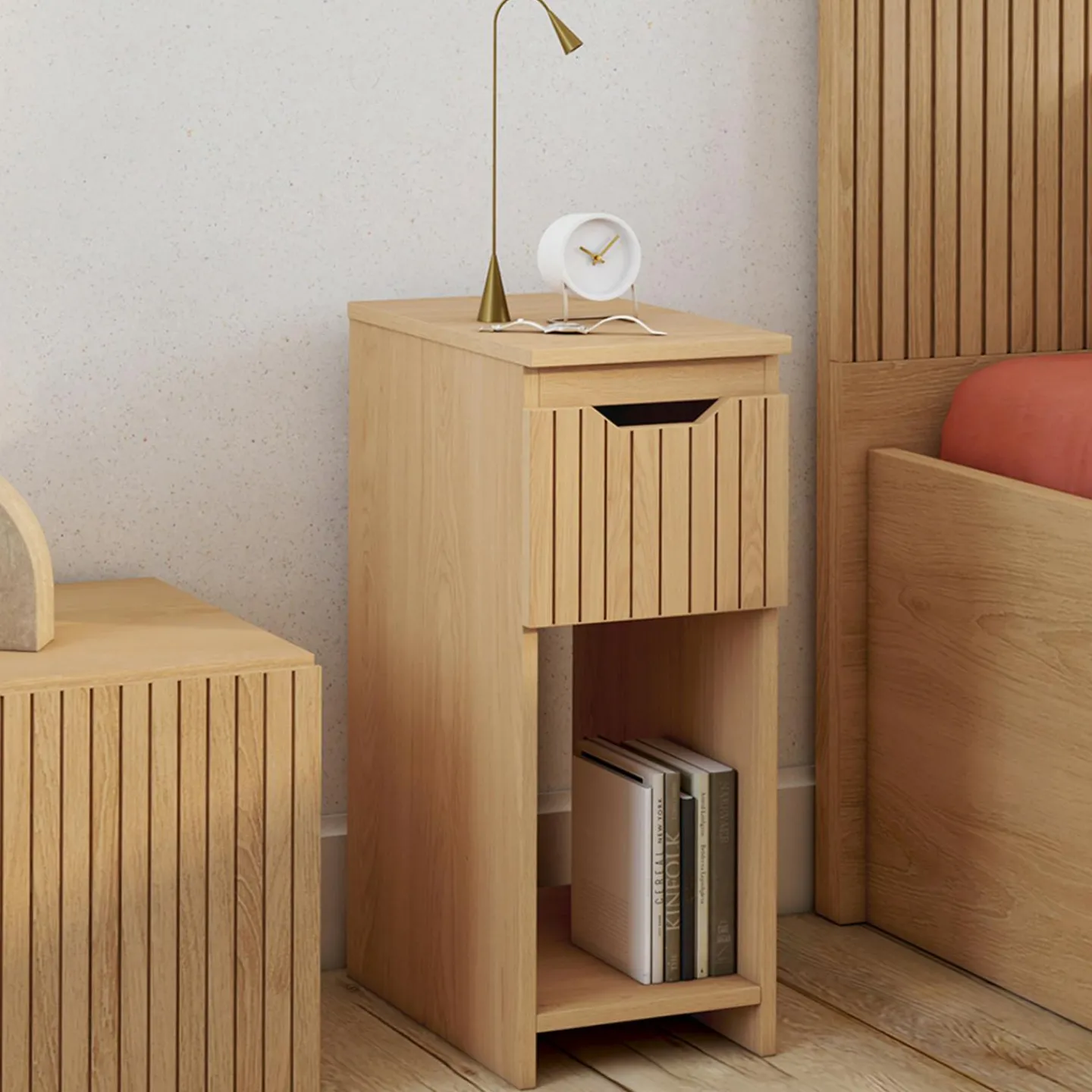 Tables de nuit effet lattes et bois*IDMarket Sale