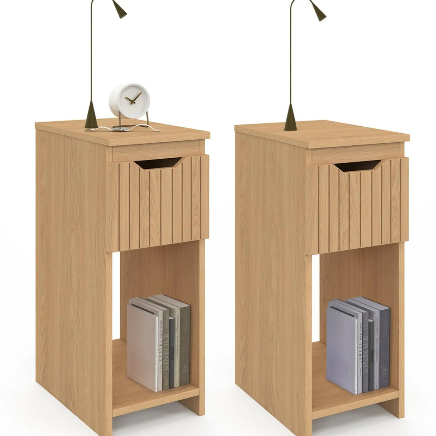 Tables de nuit effet lattes et bois*IDMarket Sale