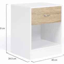 Tables de nuit en bois blanc et façon hêtre avec tiroir*IDMarket Best