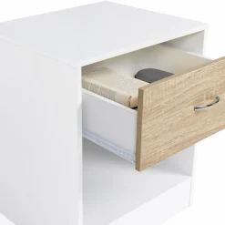 Tables de nuit en bois blanc et façon hêtre avec tiroir*IDMarket Best