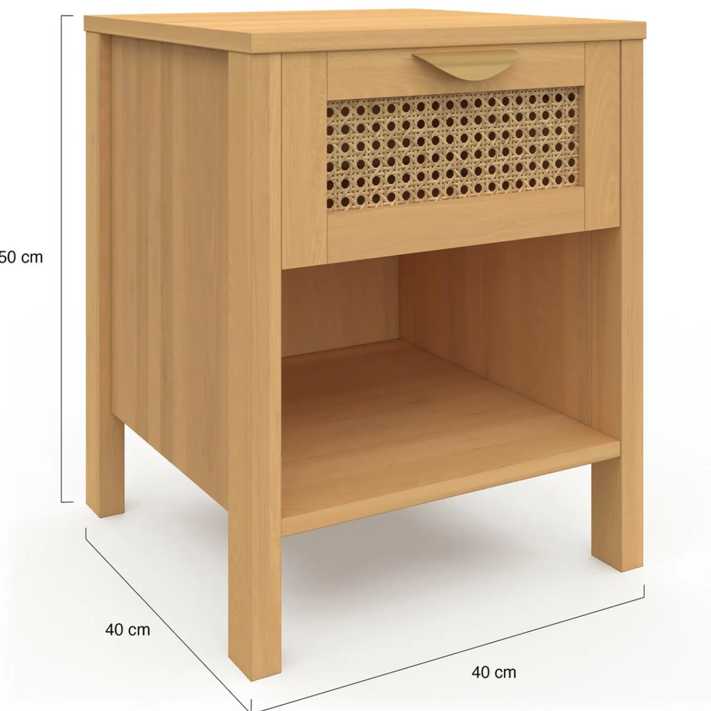 Tables de nuit en bois clair avec un tiroir et une niche*IDMarket Discount