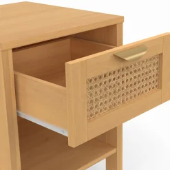 Tables de nuit en bois clair avec un tiroir et une niche*IDMarket Discount