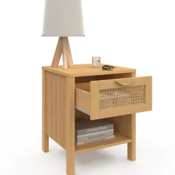 Tables de nuit en bois clair avec un tiroir et une niche*IDMarket Discount