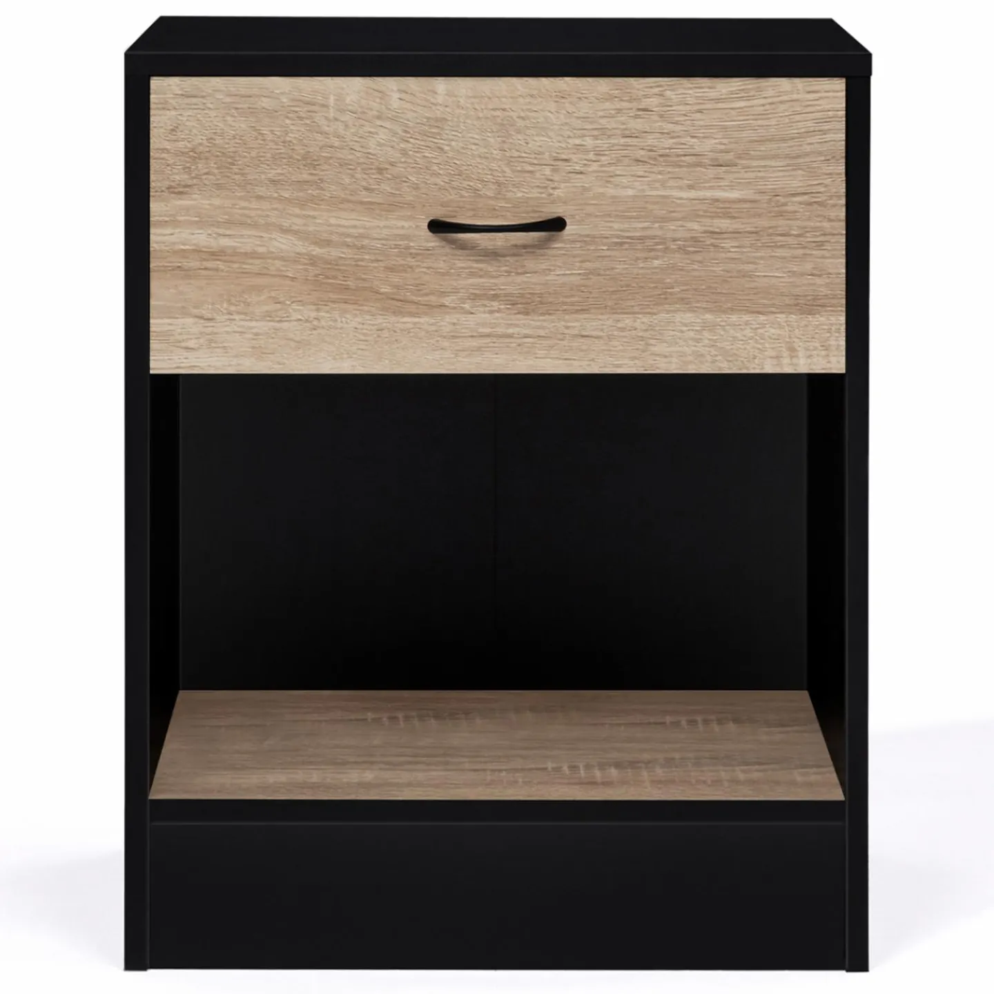 Tables de nuit en bois noir et façon hêtre avec tiroir*IDMarket