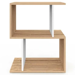 Tables de nuit en forme de S effet hêtre et blanc*IDMarket Online