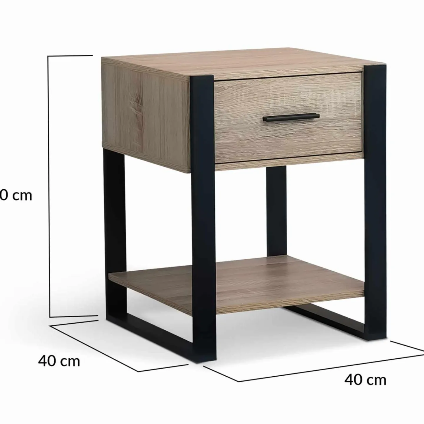 Tables de nuit industrielles bois et noir 1 tiroir*IDMarket Discount
