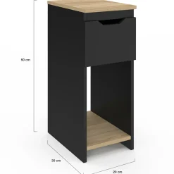 Tables de nuit noir et bois avec 1 tiroir*IDMarket New
