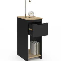 Tables de nuit noir et bois avec 1 tiroir*IDMarket New
