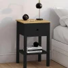 Tables de nuit noire et bois avec tiroir et tablette*IDMarket