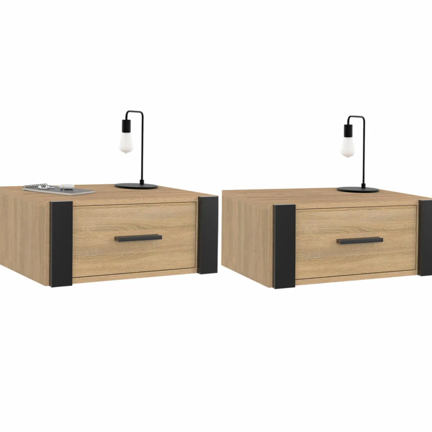 Tables de nuit suspendues industrielles avec tiroir et étagère*IDMarket Clearance