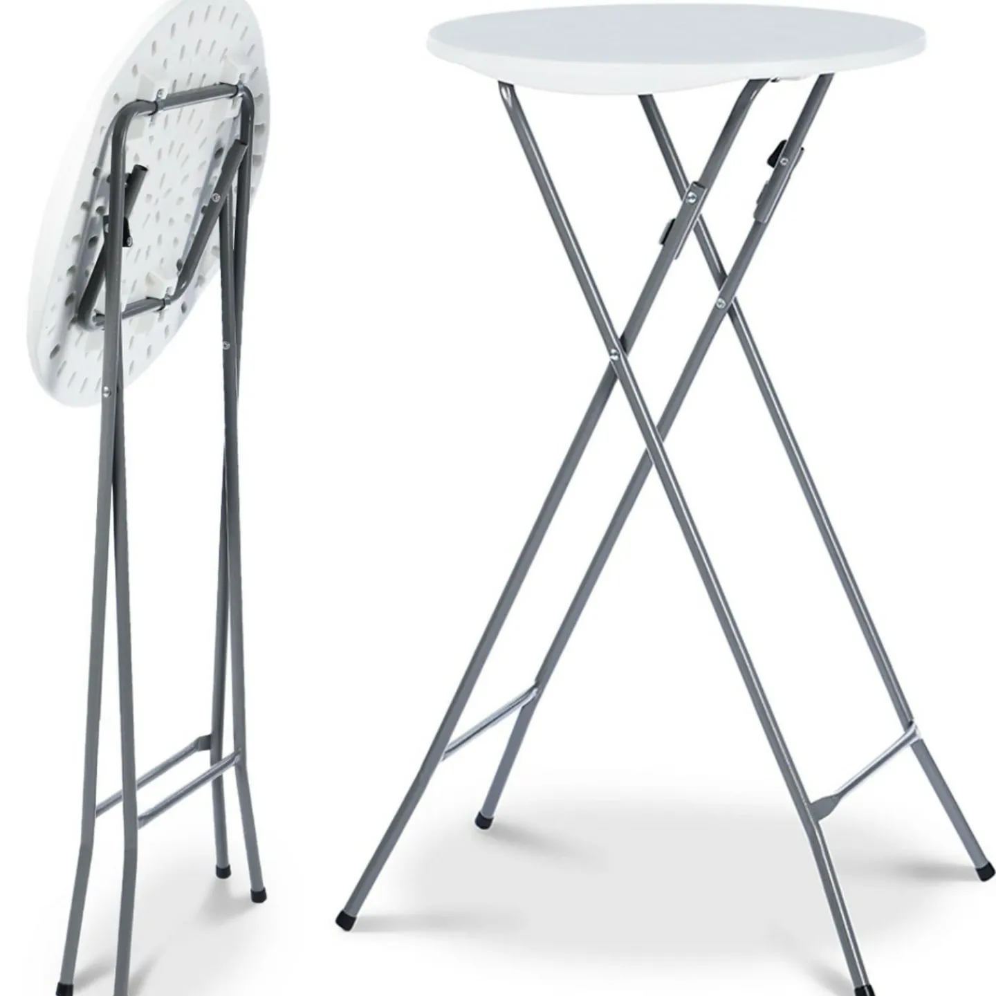 Tables hautes pliantes d’extérieur + housses blanches*IDMarket Best