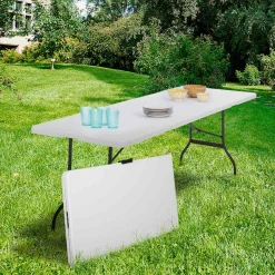 Tables pliantes d'extérieur 180 cm blanche*IDMarket Online