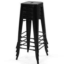 Tabouret style industriel noir mat x4*IDMarket Online