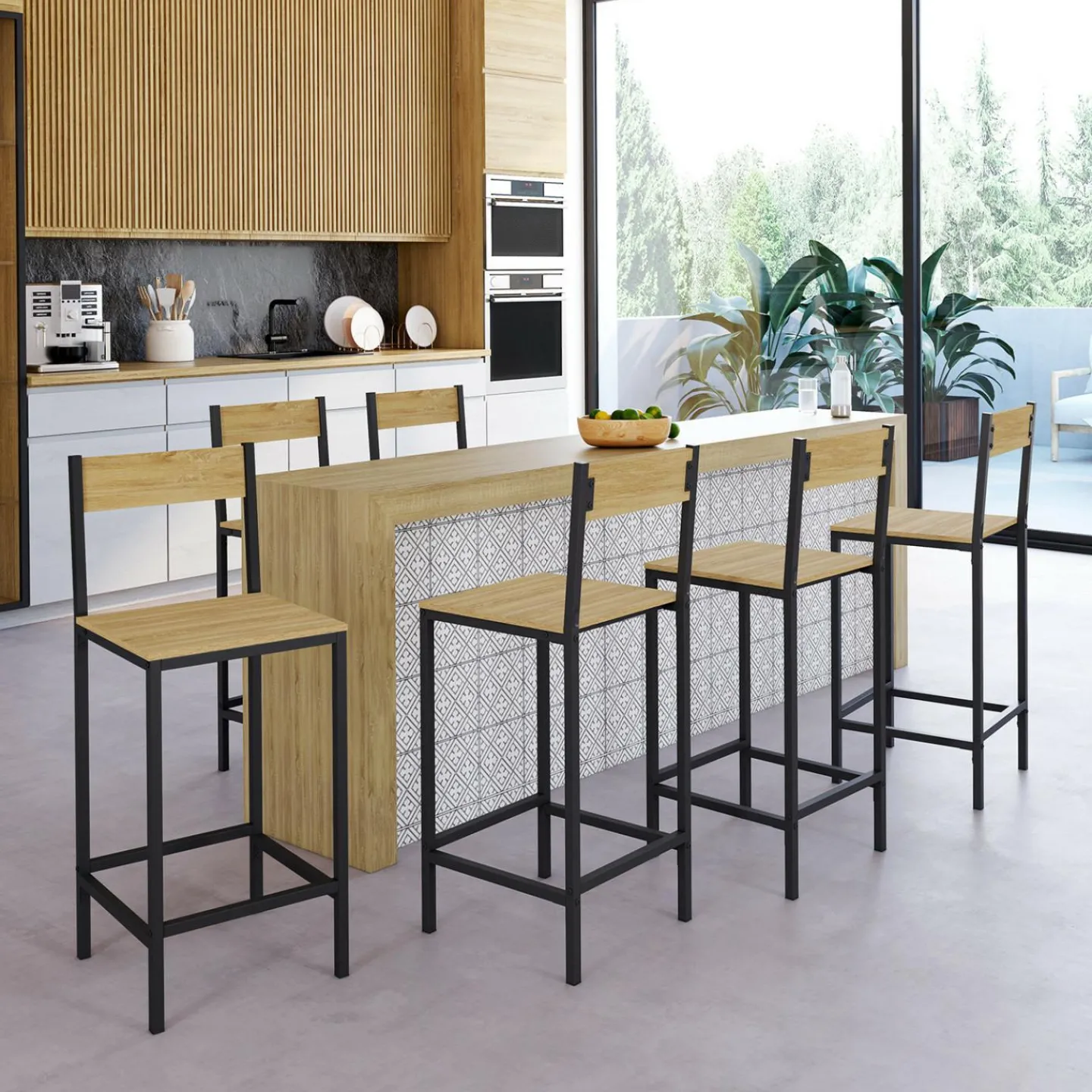 Tabourets de bar avec dossier design industriel*IDMarket Online