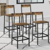 Tabourets de bar avec dossier style industriel bois foncé et noir*IDMarket Hot