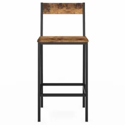 Tabourets de bar avec dossier style industriel bois foncé et noir*IDMarket Hot
