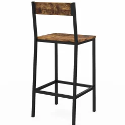 Tabourets de bar avec dossier style industriel bois foncé et noir*IDMarket Hot